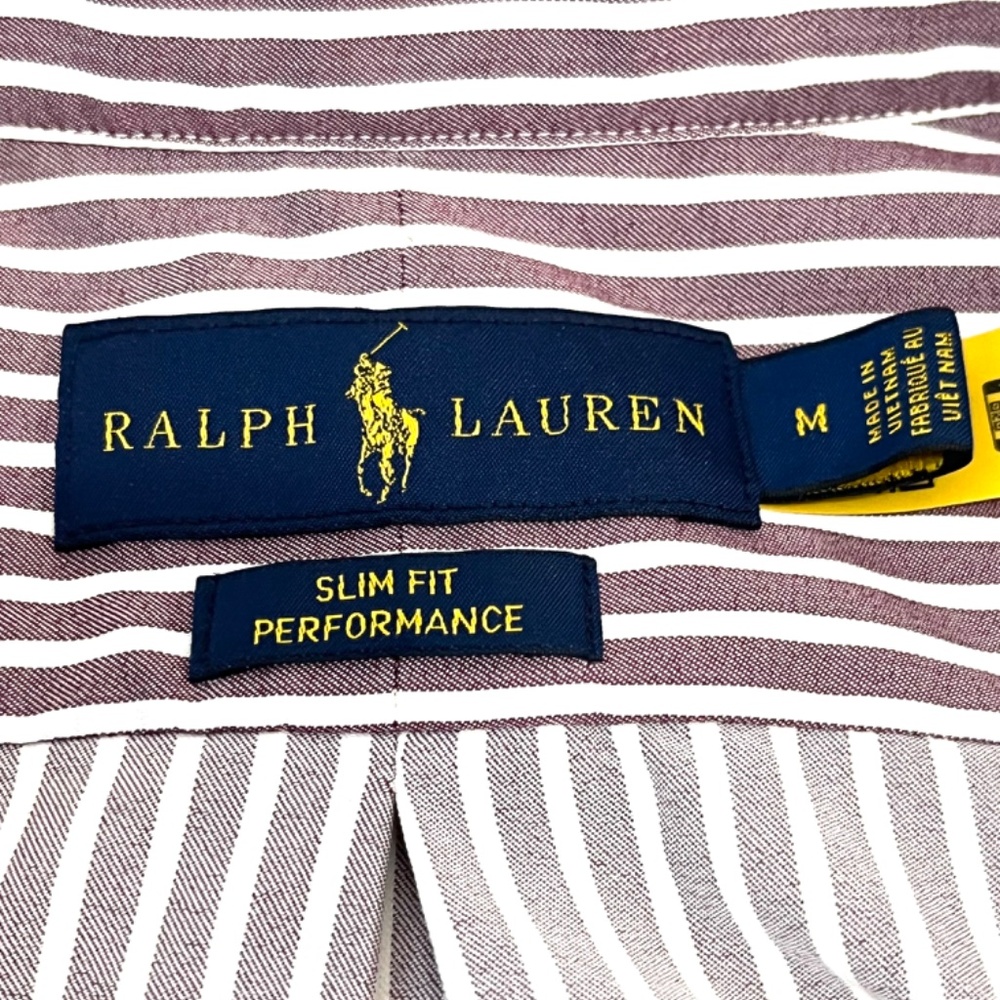 Ralph Lauren Slim Fit Performance Button Down | Size:Medium | Color: Burgundy - Picture 6 of 11